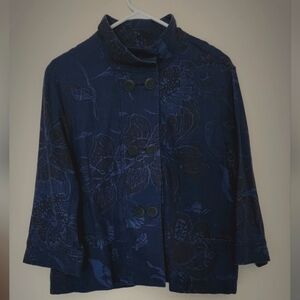 Coldwater Creek Dark Blue Blazer Double Button Front Faux Pockets XL (NWT)